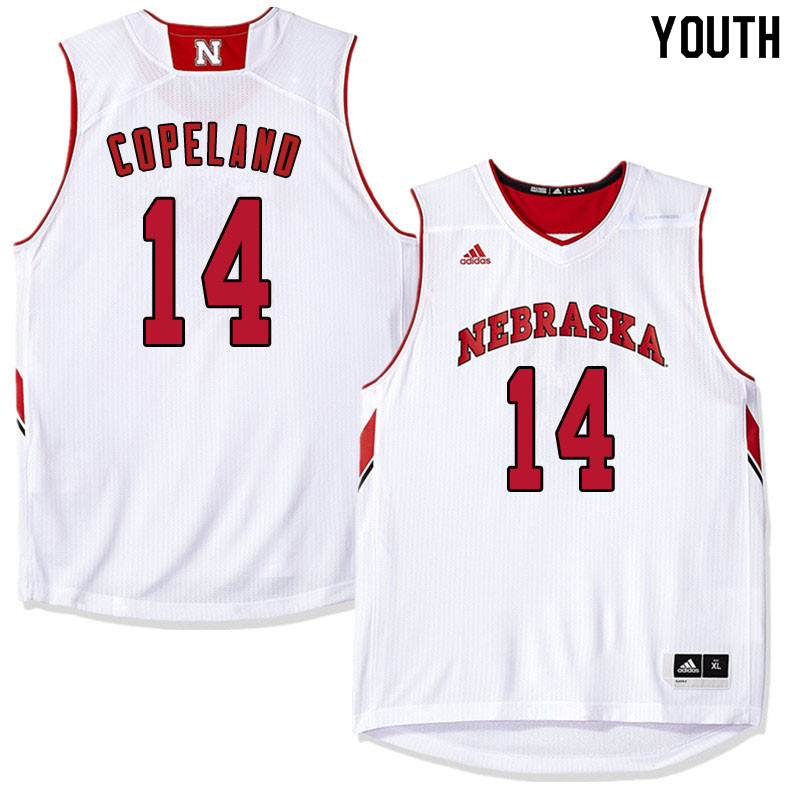 Youth Nebraska Cornhuskers #14 Isaac Copeland College Basketball Jersyes Sale-White